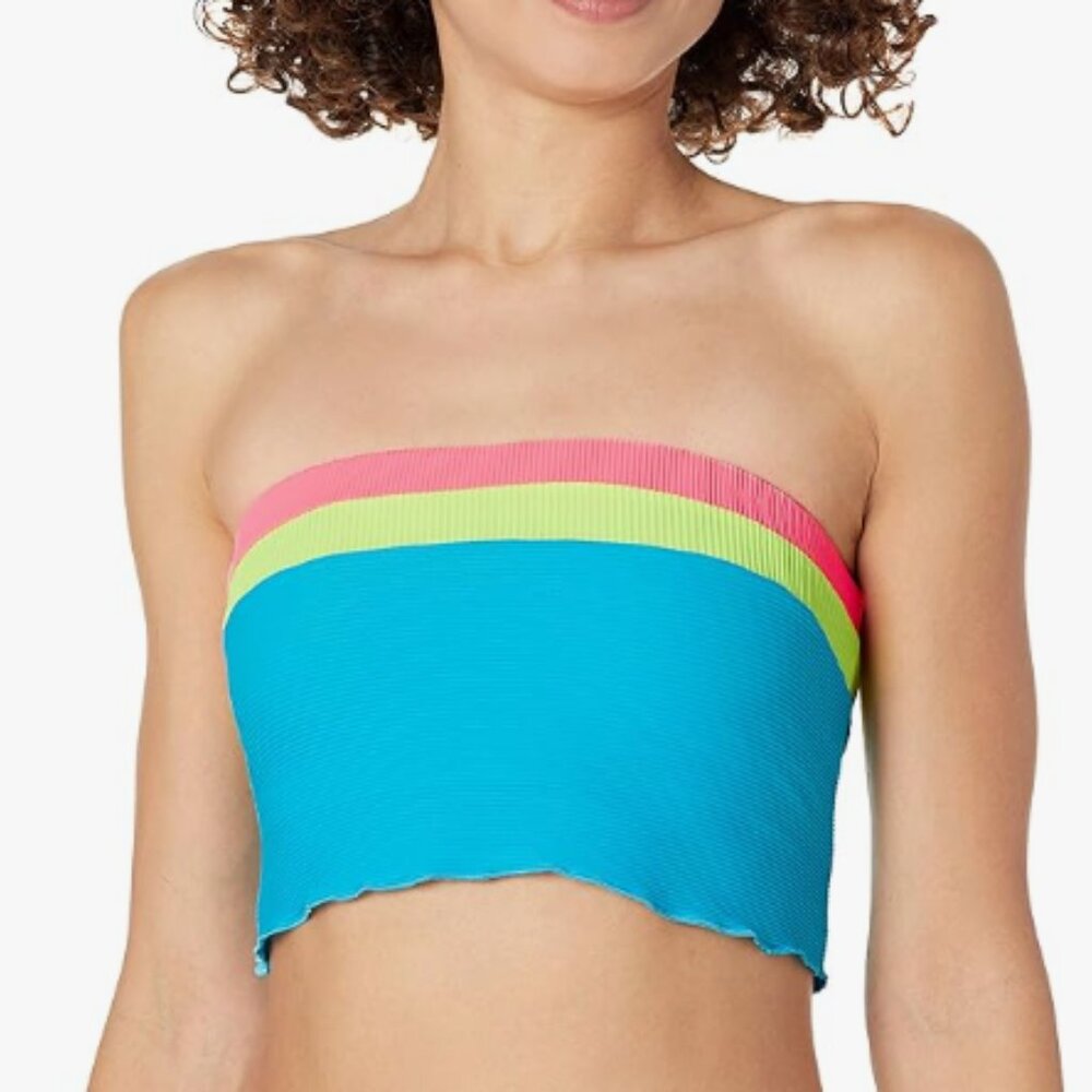 NWT Body Glove Sunrise Colorblock Vibrant Rave Eclectic Tube Top Swimsuit Bikini